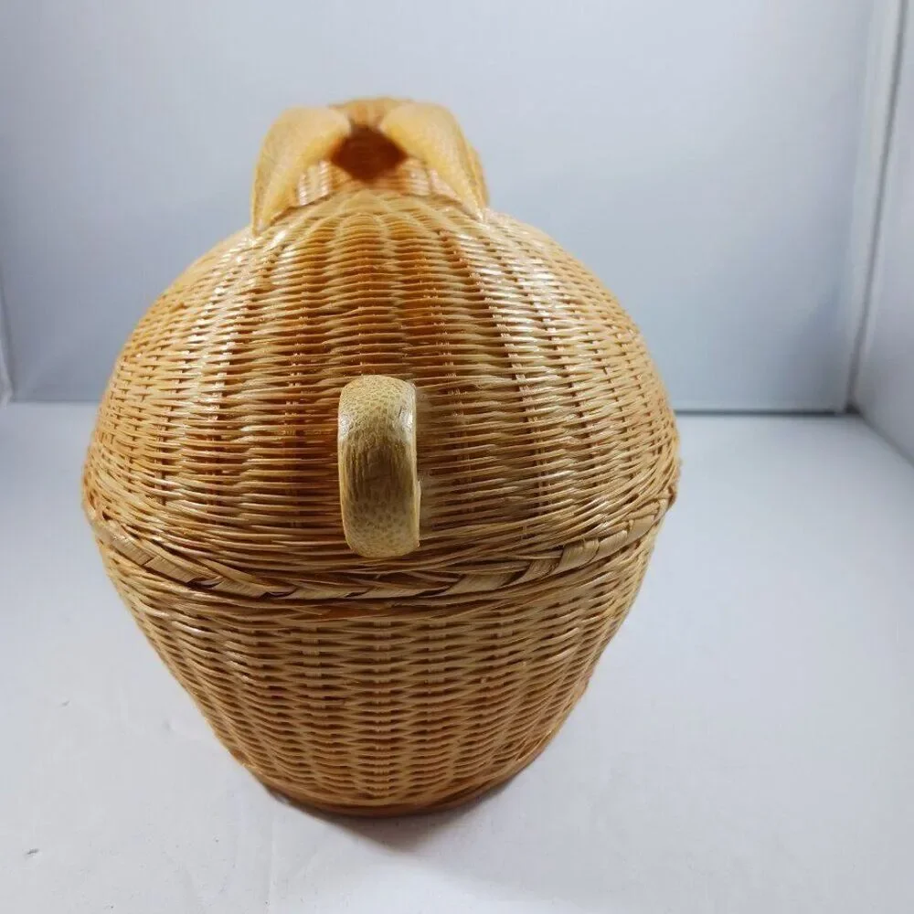 Vintage Wicker Basket-Rabbit Missing Eyes